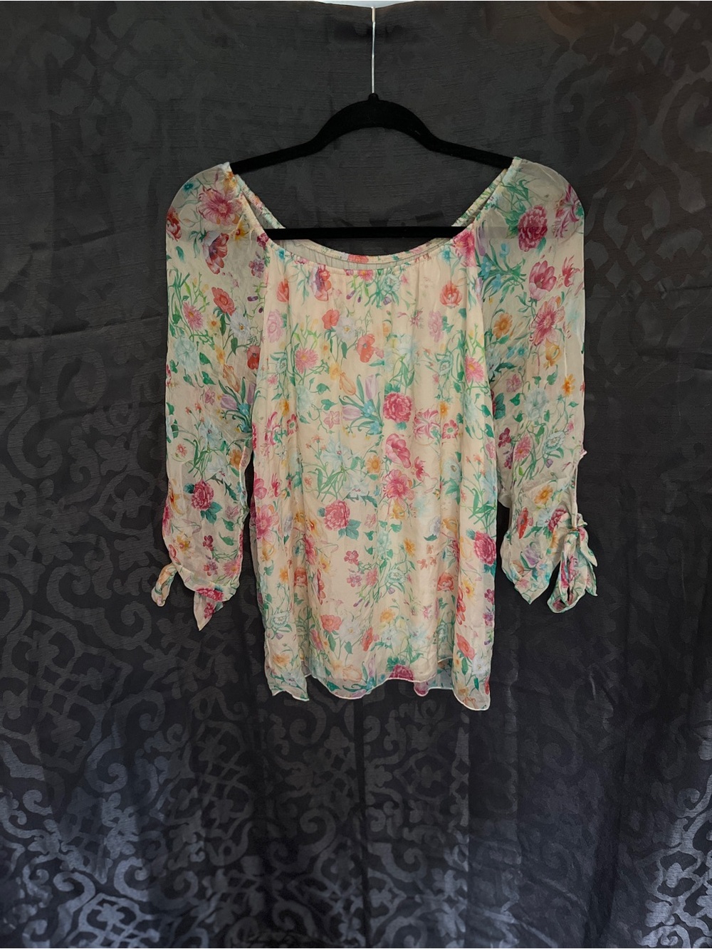 Floral lined Blouse in Cream and Pink